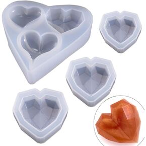 6 Style Deep Heart Shape Epoxy Mold Over 1" Size Silicone Mold UV Resin Love Heart Shape Beads for DIY Handmade Keychain Pendant -A