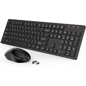 لوحة مفاتيح وماوس لاسلكيان مع USB بسرعة 2.4 جيجا هرتز، ماوس لوحة مفاتيح لاسلكي مع 1600 نقطة في البوصة، وضع الاستجابة والنوم، لنظام التشغيل Windows/PC/Chromebook/الكمبيوتر المحمول/الكمبيوتر (أسود) in Kuwait