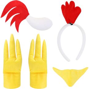 Chicken Costume Set chicken Ears Headband Chicken Tail Nose Bowtie Halloween/Birthday/Christmas/Cosplay Party Decorations