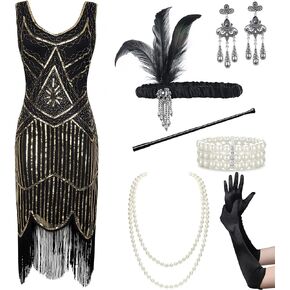 Coucoland 1920s Dress for Women Gatsby - Roaring 20s Costumes Harlem Nights Flapper Great Gatsby Dresses