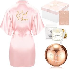 Irenare Maid of Honor Proposal Gifts Set Maid of Honor Gift Box Includes Silk Robes Candle Drink Tumbler Card