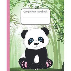 Composition Notebook: Happy Panda with Panda Thematic Interior Lined Pages; Glossy Cover 7.5 x 9.25 inches