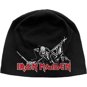 Iron Maiden Beanie Hat Cap The Trooper Classic Logo Official Black Jersey Print Size One Size