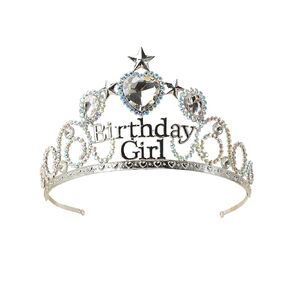 Birthday Crowns for Girls with Birthstone Heart Birthday Tiara Princess Crown Silver Headpiece for Birthday Party - June Moonstone
