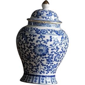 Ceramic Ginger Jar Glazed Hand Painted Asian Decor Multi Purpose Porcelain Jar, Style C