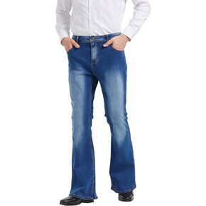 Men's Relaxed Stretch Bell Bottom Fit Comfort Flared 60s 70s Retro Leg Denim Jeans