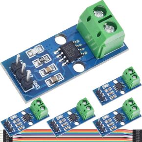 5 Pcs ACS712 20A Range Current Sensor Module Chip ACS712ELC-20A Hall Current Sensor Current Measuring Module with Dupont Cable for Arduino