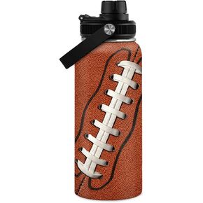 Soccer Water Bottle with Lid - 32oz Insulated Stainless Steel Sport Bottles - Gift for Men Soccer Player Fan Coach