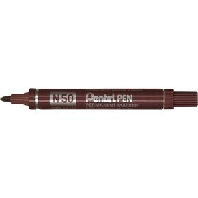 Pentel N50 Permanent Marker Bullet Tip with Aluminium Barrel Waterproof Ink - Brown