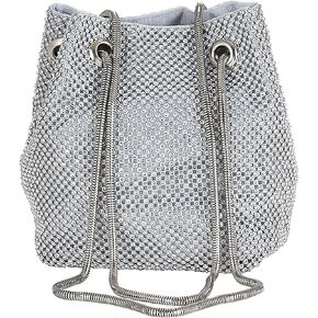 Rhinestone Evening Bag for Women Crystal Bucket Purse Sparkly Clutch Glitter Handbag Bling Wedding Shoulder Bag