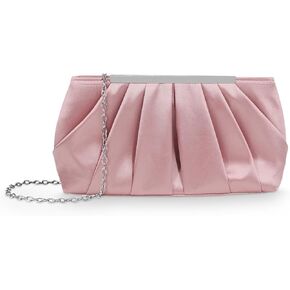 Gets Clutch Purse for Women Pleated Satin Evening Bag Formal Handbag Purse with Chain Crossbody Purse for Wedding Cocktail