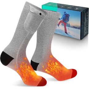 جوارب MECODIRECT ساخنة، جوارب شتوية للرجال والنساء 3.7 فولت 4000 مللي أمبير تعمل بالبطارية، 3 إعدادات تسخين قابلة لإعادة الشحن، جوارب شتوية دافئة للتزلج والتخييم والجري وصيد الأسماك، مقاس L in Kuwait