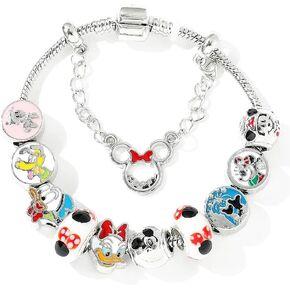 Cartoon Mouse Dog Duck Charms Bracelet, Silver Plated Anti-Tarnish Alloy, 20CM, SHAPER681359412869