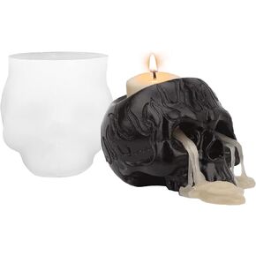 Skull Candle Holder Mold Tealight Candlestick Holder Resin Slicone Mold Crafts for Party Halloween Home Bar Decoration