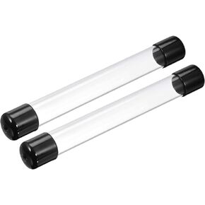 PATIKIL Clear Rigid Tube Round Plastic Tubing with Red Rubber Caps Polycarbonate Water Pipe, 305mm/ 12 Inch Length, 26mmx28mm/1.02"x1.1", 2 Set