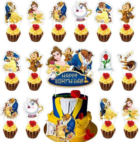 25Pcs Princess and the Frog Cake Decorations with 24pcs Cupcake Toppers, 1pcs Cake Topper for Princess Tiana Birthday Party Supplies in Saudi Arabia
