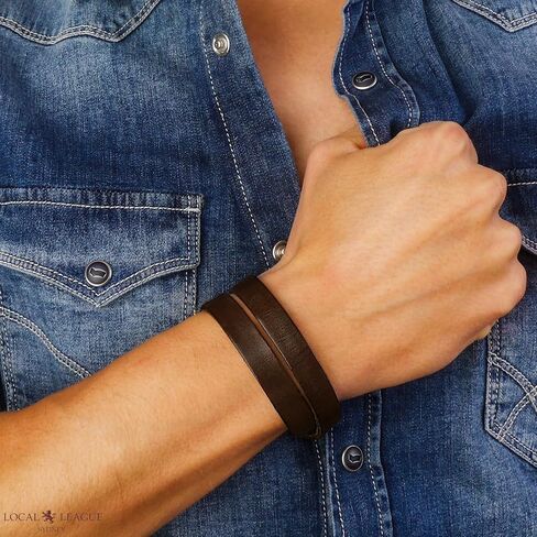 Mens Leather Bracelet Wrap 2x - OUTBACK ESCAPES Adjustable Buckle Strap Wristband for Men, Surfer Double Layer Holiday Summer BEACH SURF Party Festival Club, Boyfriend in Saudi Arabia