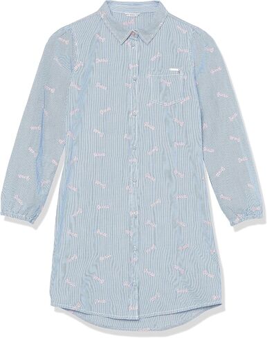 GUESS Girls' One Size Long Sleeve Popline Logo Shirt Dress in Saudi Arabia
