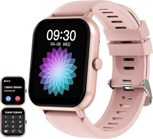 ساعة ذكية للنساء والرجال Android iPhone، ساعة ذكية 1.8 بوصة مع مكالمة بلوتوث (الرد/إجراء مكالمة)، متتبع اللياقة البدنية مع IP68 مقاومة للماء، معدل ضربات القلب SpO2 in Kuwait