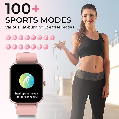 ساعة ذكية للنساء والرجال Android iPhone، ساعة ذكية 1.8 بوصة مع مكالمة بلوتوث (الرد/إجراء مكالمة)، متتبع اللياقة البدنية مع IP68 مقاومة للماء، معدل ضربات القلب SpO2 in Kuwait