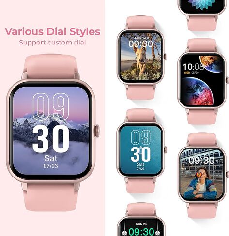 ساعة ذكية للنساء والرجال Android iPhone، ساعة ذكية 1.8 بوصة مع مكالمة بلوتوث (الرد/إجراء مكالمة)، متتبع اللياقة البدنية مع IP68 مقاومة للماء، معدل ضربات القلب SpO2 in Kuwait