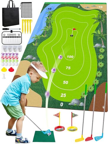 Liberry Kids Golf Set for 3 4 5 6 7 Years Old Boys Girls, Golf Chipping Game with Golf Mat, Sticky Balls, Storage Bag, Retractable Golf Clubs Indoor Outdoor Sports Toy Gift Toss Game in Saudi Arabia