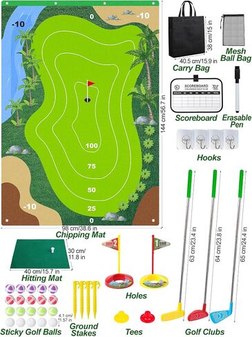 Liberry Kids Golf Set for 3 4 5 6 7 Years Old Boys Girls, Golf Chipping Game with Golf Mat, Sticky Balls, Storage Bag, Retractable Golf Clubs Indoor Outdoor Sports Toy Gift Toss Game in Saudi Arabia