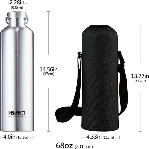 Sliver 68 oz 316 Stainless Steel Vacuum Insulated Water Bottle, Keep Cold and Hot, Leak Proof, Wide Mouth And Easy to Carry on in Saudi Arabia