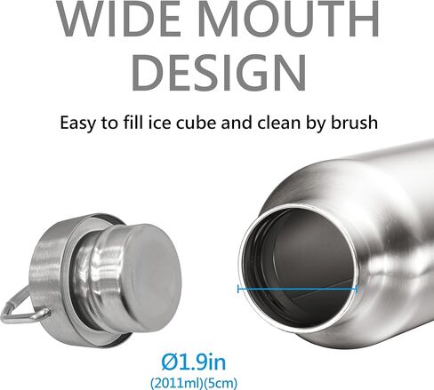 Sliver 68 oz 316 Stainless Steel Vacuum Insulated Water Bottle, Keep Cold and Hot, Leak Proof, Wide Mouth And Easy to Carry on in Saudi Arabia