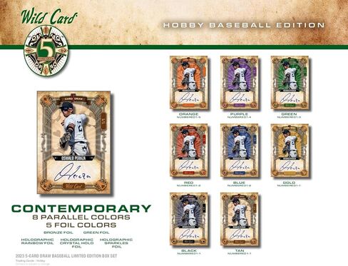 Wild Card 2022 صندوق هواية البيسبول المكون من خمس بطاقات 5 توقيعات لكل صندوق بما في ذلك 1/1، وحدة واحدة in Kuwait
