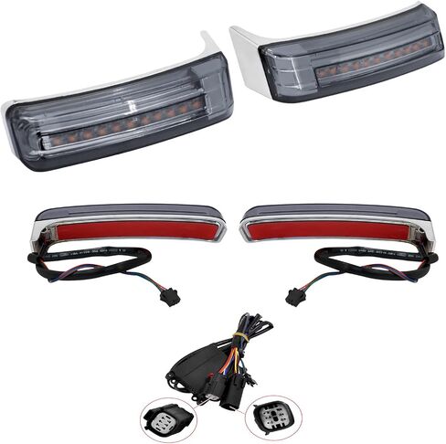Motorcycle LED Saddlebag Light Tail Running Brake Turn Signal Lamp Fit for Harley Touring Street Electra Glide Road Glide King Ultra Limited CVO 2014-2023 (Black Housing Smoke Lens) in Saudi Arabia