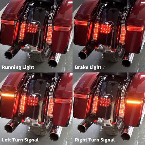 Motorcycle LED Saddlebag Light Tail Running Brake Turn Signal Lamp Fit for Harley Touring Street Electra Glide Road Glide King Ultra Limited CVO 2014-2023 (Black Housing Smoke Lens) in Saudi Arabia