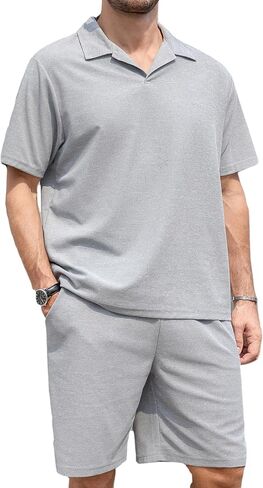 ZPB Mens Polo Shirt and Shorts Set Summer Outfits 2 Piece Fashion Casual Tracksuits Short Sleeve Polo Suit in Saudi Arabia