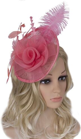 Vijiv Women Vintage Derby Fascinator Hat Pillbox Headband Feather Cocktail Tea Party in Kuwait
