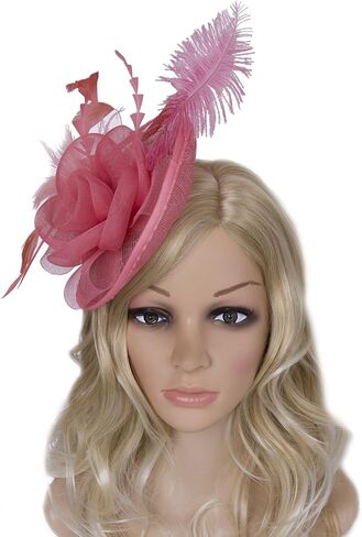 Vijiv Women Vintage Derby Fascinator Hat Pillbox Headband Feather Cocktail Tea Party in Kuwait
