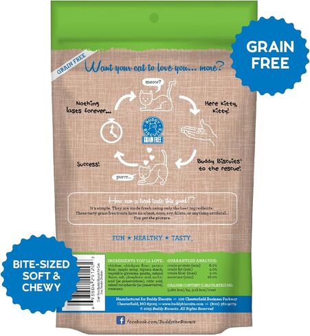 Buddy Biscuits 3 oz Pouch of Grain Free Soft & Chewy Cat Treats Made with Natural Savory Turkey and Cheddar in Saudi Arabia