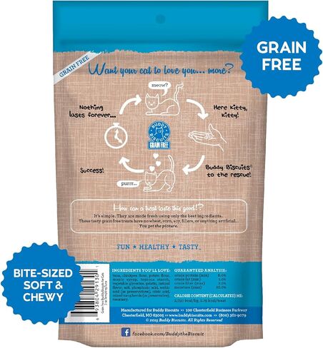 بسكويت بادي 3 أونصة من حلوى القطط الناعمة والمطاطية الخالية من الحبوب والمصنوعة من لحم الديك الرومي وجبن الشيدر اللذيذ الطبيعي in Kuwait
