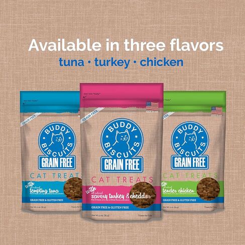 بسكويت بادي 3 أونصة من حلوى القطط الناعمة والمطاطية الخالية من الحبوب والمصنوعة من لحم الديك الرومي وجبن الشيدر اللذيذ الطبيعي in Kuwait