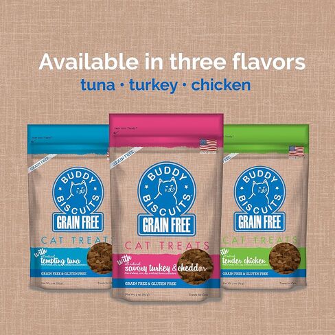 بسكويت بادي 3 أونصة من حلوى القطط الناعمة والمطاطية الخالية من الحبوب والمصنوعة من لحم الديك الرومي وجبن الشيدر اللذيذ الطبيعي in Kuwait