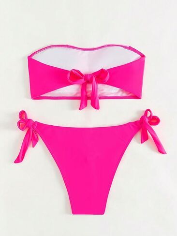 Milumia Women's 2 Piece Bandeau Tie Side Swimsuits Color Block High Cut Bikini Sets Swimwear in Saudi Arabia
