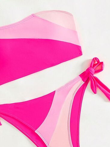 Milumia Women's 2 Piece Bandeau Tie Side Swimsuits Color Block High Cut Bikini Sets Swimwear in Saudi Arabia