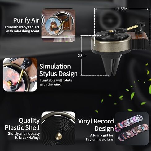 18PCS Car Air Fresheners Vent Clips, Album Record Player Car Fresheners for Women, Car Accessories for Gifts in Saudi Arabia