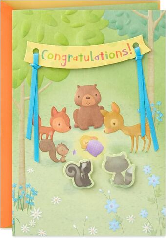 Hallmark Baby Shower Card for New Parents (Animals in the Woods) Welcome New Baby, Congratulations, Gender Reveal in Kuwait