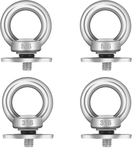 4 Packs Kayak Track Mount Accessories, Stainless Steel Kayak Track Mount Tie Down Eyelet Kayak Rail Mount Accessories M6 Bolt Hold Bungee Cord or Ropes for Kayak Canoe Boat Bungee Cord or Ropes in Saudi Arabia