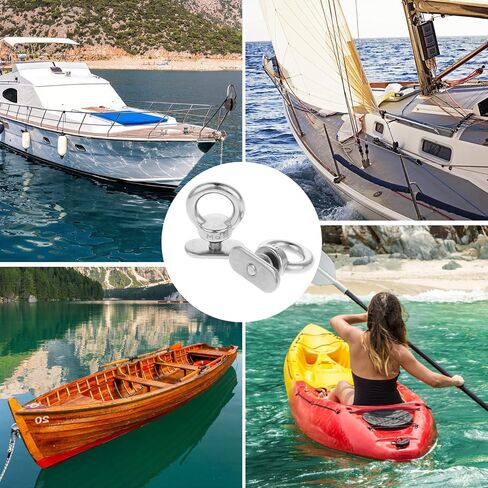 4 Packs Kayak Track Mount Accessories, Stainless Steel Kayak Track Mount Tie Down Eyelet Kayak Rail Mount Accessories M6 Bolt Hold Bungee Cord or Ropes for Kayak Canoe Boat Bungee Cord or Ropes in Saudi Arabia