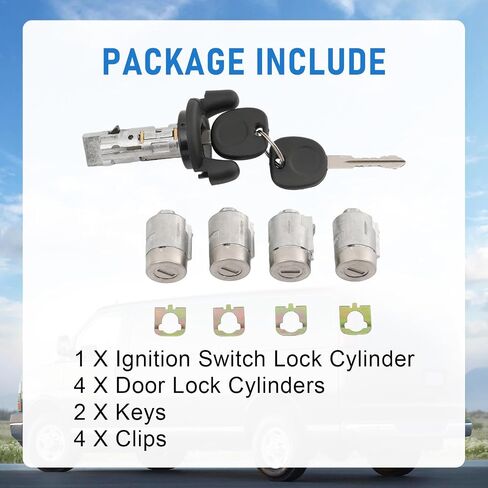 Ignition Switch Lock Cylinder and Door Lock Cylinder with 2 Keys Replacement for Chevy Express GMC Savana 1500 2500 3500 2001-2007, Replace 704600, 706591 X4, 598007 X2 in Saudi Arabia