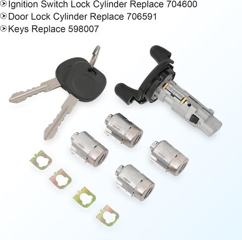 Ignition Switch Lock Cylinder and Door Lock Cylinder with 2 Keys Replacement for Chevy Express GMC Savana 1500 2500 3500 2001-2007, Replace 704600, 706591 X4, 598007 X2 in Saudi Arabia