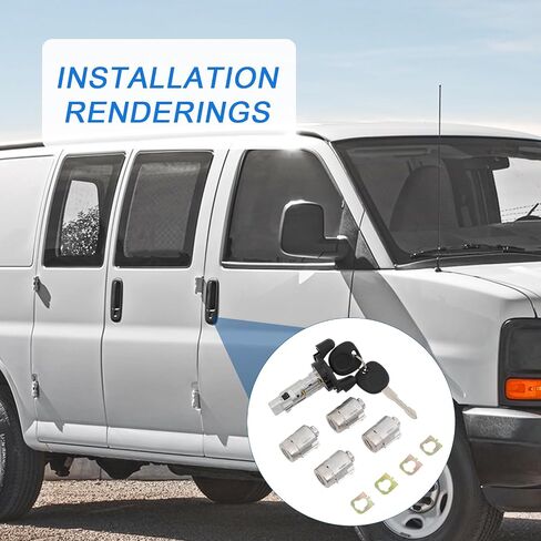 Ignition Switch Lock Cylinder and Door Lock Cylinder with 2 Keys Replacement for Chevy Express GMC Savana 1500 2500 3500 2001-2007, Replace 704600, 706591 X4, 598007 X2 in Saudi Arabia