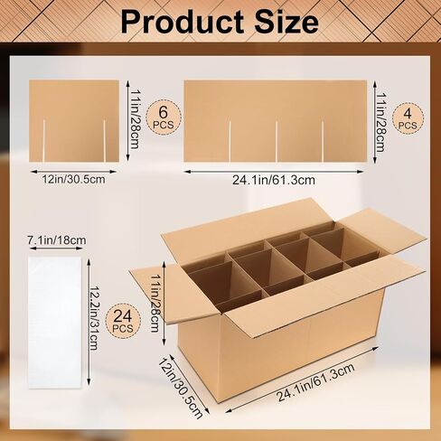 2 Sets Heavy Duty Kitchen Moving Box Kit 2 Pcs Boxes for Moving Dishes and Glassware 12 x 24.1 x 11 Inch Includes 12.2 x 7.1 Inch Box Dividers, 24 Sheets Foam Pouches in Saudi Arabia