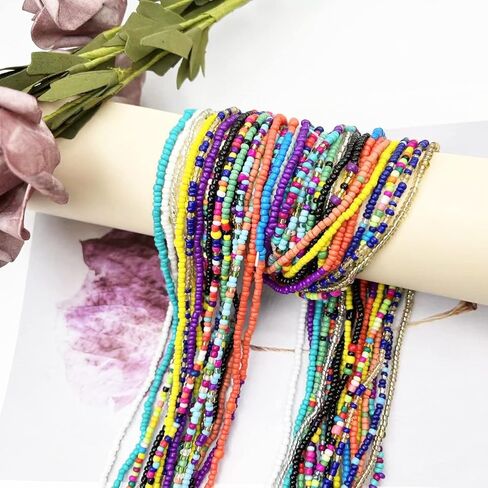 10 قطع سلسلة خرز الخصر الأفريقي للنساء، سلاسل خرز البطن ذات الطبقات بالإضافة إلى حجم سلسلة الجسم متعددة الطبقات ملحقات مجوهرات بيكيني صيفية ملونة لحفلات الشاطئ in Kuwait